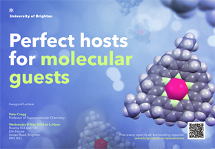 Graphic for inaugural lecture for Peter Cragg entitled Perfect hosts for molecular guests