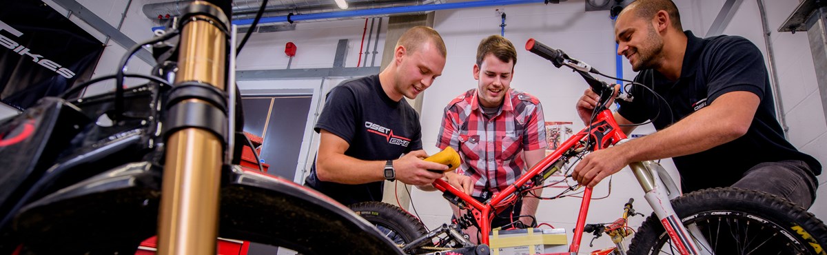 Oset Bikes team using the University's Advanced Engineering Building