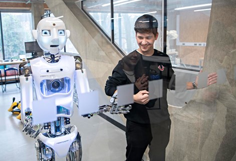 Robot with student 