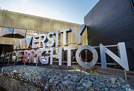 University of Brighton signage outside the Advanced Engineering Centre