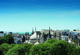 View of Brighton rooftops including the Royal Pavilion