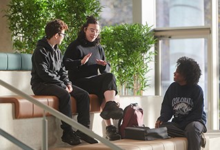 Students chatting on Elm House steps