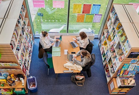 student working in the curriculum centre