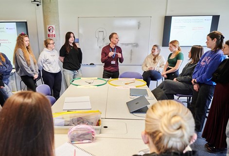 students watching a science demo