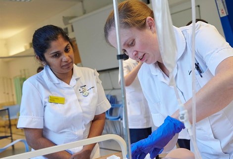 student nurses doing simulation exercises