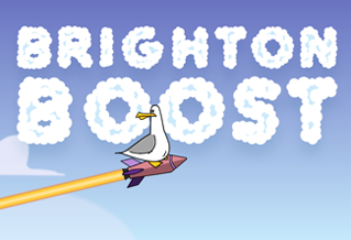 A seagull and the words Brighton Boost