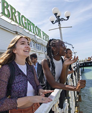 Students on Brighton Palace Pier