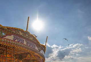 Close up of carousel on Brighton seafront