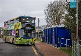 A bus at the Falmer campus bus stop