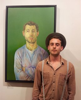 Charlie Schaffer and his oil portrait Antonio