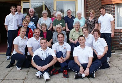 Physiotherapy students with Riverbourne House residents