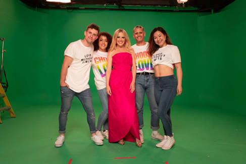 Kylie with Pride dancers