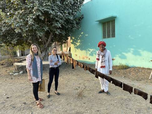 Claire Wintle, Karina Rodriguez Echavarria , Mr. Purnmal Ji (standing left to right) in Jawaja, India