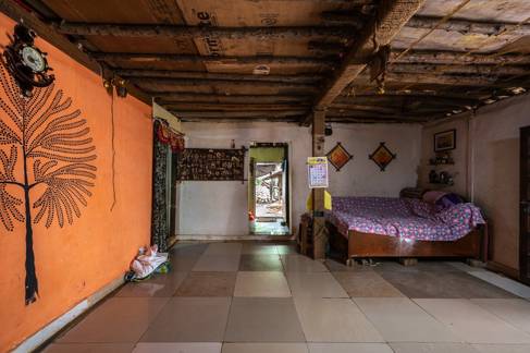 Self-built house decorated with art at Sanjay Gandhi National Park in Mumbai, India