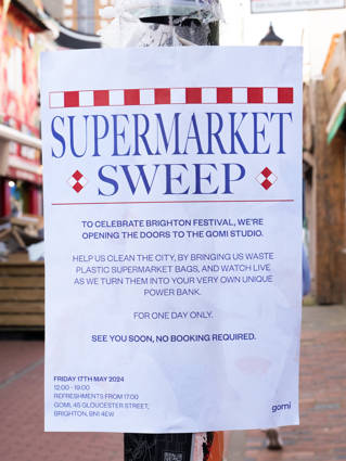 Placard advertising a Supermarket Sweep