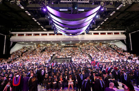 Graduation hall full of students and guests 