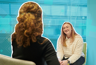 A student speaking to a student support and guidance tutor