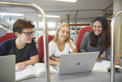 Students in library